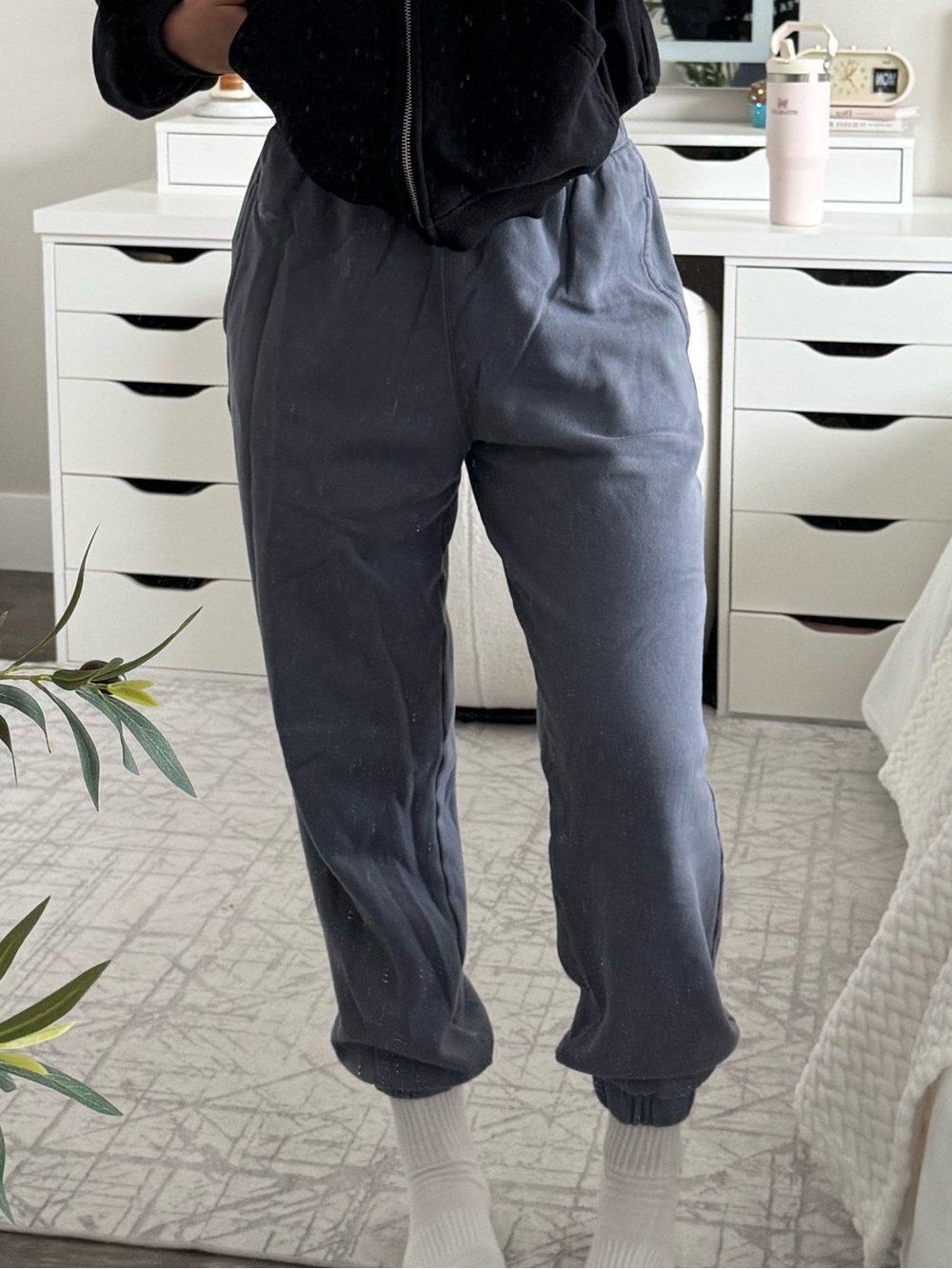 Hollister Slate Blue Joggers XS Soft Fleece Sweatpants